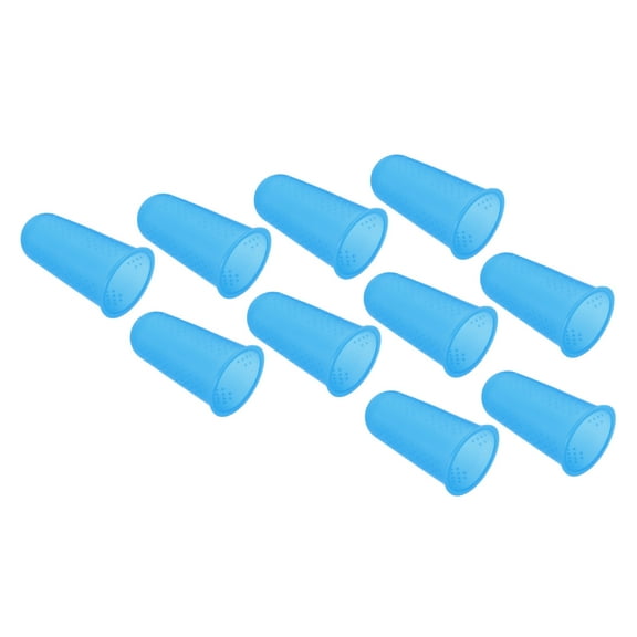 Uxcell Rubber Finger Tips Silicone Thumb Fingertip Protector Cover Guard Thimble Blue Big Size 20 Pack