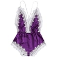 thumbnail image 2 of Lencería sexy Mujer Ropa interior con cuello en V profundo Body de malla de encaje para niña, Morado, S Advancent XX000171-04, 2 of 7