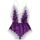 thumbnail image 2 of Lencería sexy Mujer Ropa interior con cuello en V profundo Body de malla de encaje para niña, Morado, XL Vogacara XX000171-16, 2 of 7
