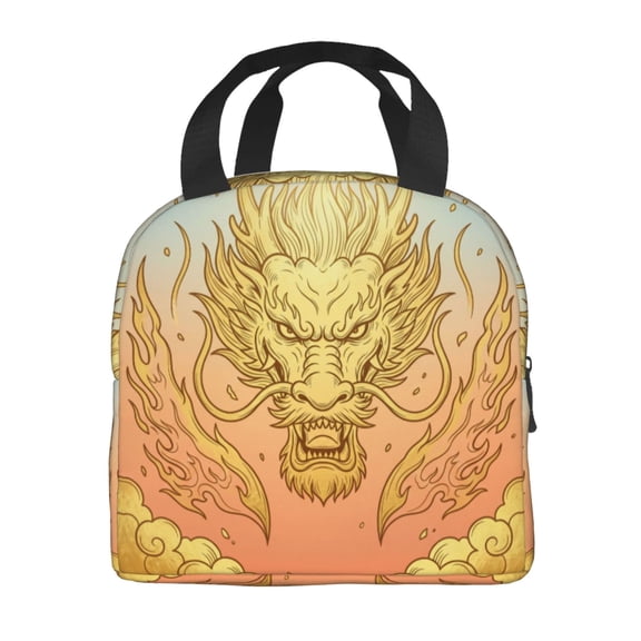 Dragon Lunch Bag Magic Cool Dragon Asian Reusable Lunch Tote Bag Insulated Thermal Cooler Container Bag For Back To Work Picnic Travel Fishing Beach