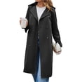 thumbnail image 2 of Long Sleeve Spring Fall Solid Color Double Breasted Casual Lapel Long Trench Coat, 2 of 6