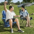thumbnail image 5 of Kelsyus Premium Portable Camping Folding Outdoor Lawn Chair w/ 50+ UPF Canopy, Cup Holder, & Carry Strap, Blue & Gray, 5 of 6