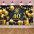 thumbnail image 6 of Golden Black 40th Birthday Banner Studded Happy Birthday Display Number 40 Metallic Balloons 40th Anniversary Backdrop for 40th Birthday Party Adult Celebration Family Gathering, 6 of 9