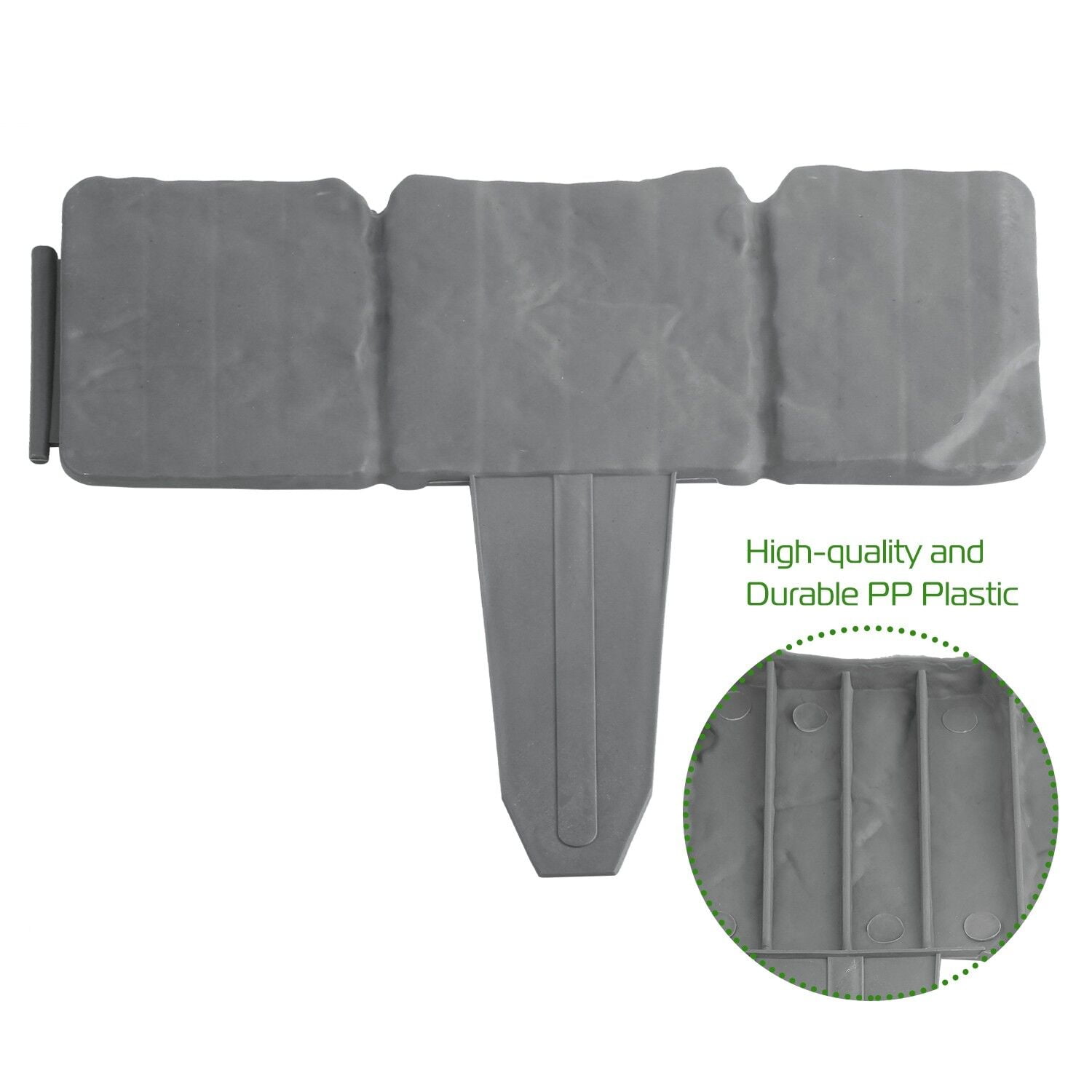 20 pcs Garden Border Edging Gray Stones Effect Fence in Lawn Edging Plant Border Garden Landscape Edging