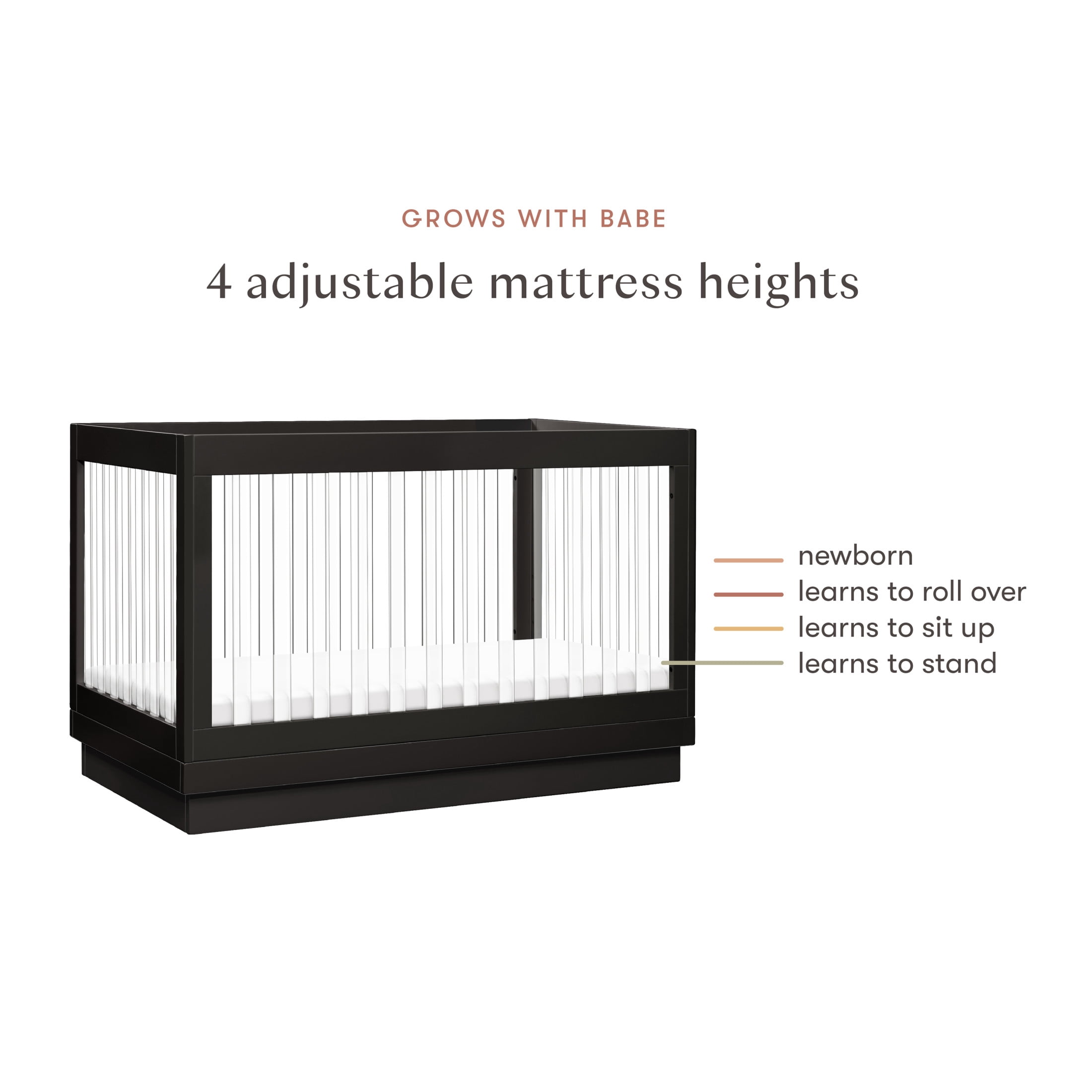 Babyletto Harlow Acrylic 3-in-1 Convertible Crib with Toddler Bed Conversion Kit