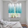thumbnail image 5 of Aqua Blue Geometric Kitchen Curtains Small Short 39 Inch Length, Modern White Stripe Distortion Art Grommet Bedroom Living Room Curtains, Light Filtering Cafe Curtain Drapes 2 Panels Set 55''x39'', 5 of 9