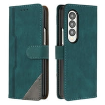 Wallet Case for Samsung Galaxy Z Fold 3, Vintage PU Leather Flip Case Card Slots Holder Cash Pocket, Kickstand Book Folding Folio Phone Cover with Wrist Strap for Samsung Galaxy Z Fold 3 - Green