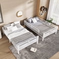 thumbnail image 2 of Full XL over Full XL Bunk Bed Frame with Stair and Guardrails, Heavy Duty Metal Beds Frame for Teens and Adults, Can be Separates Into 2 Bedframe, Easy Assembly, Mattress Not Included, White, 2 of 9