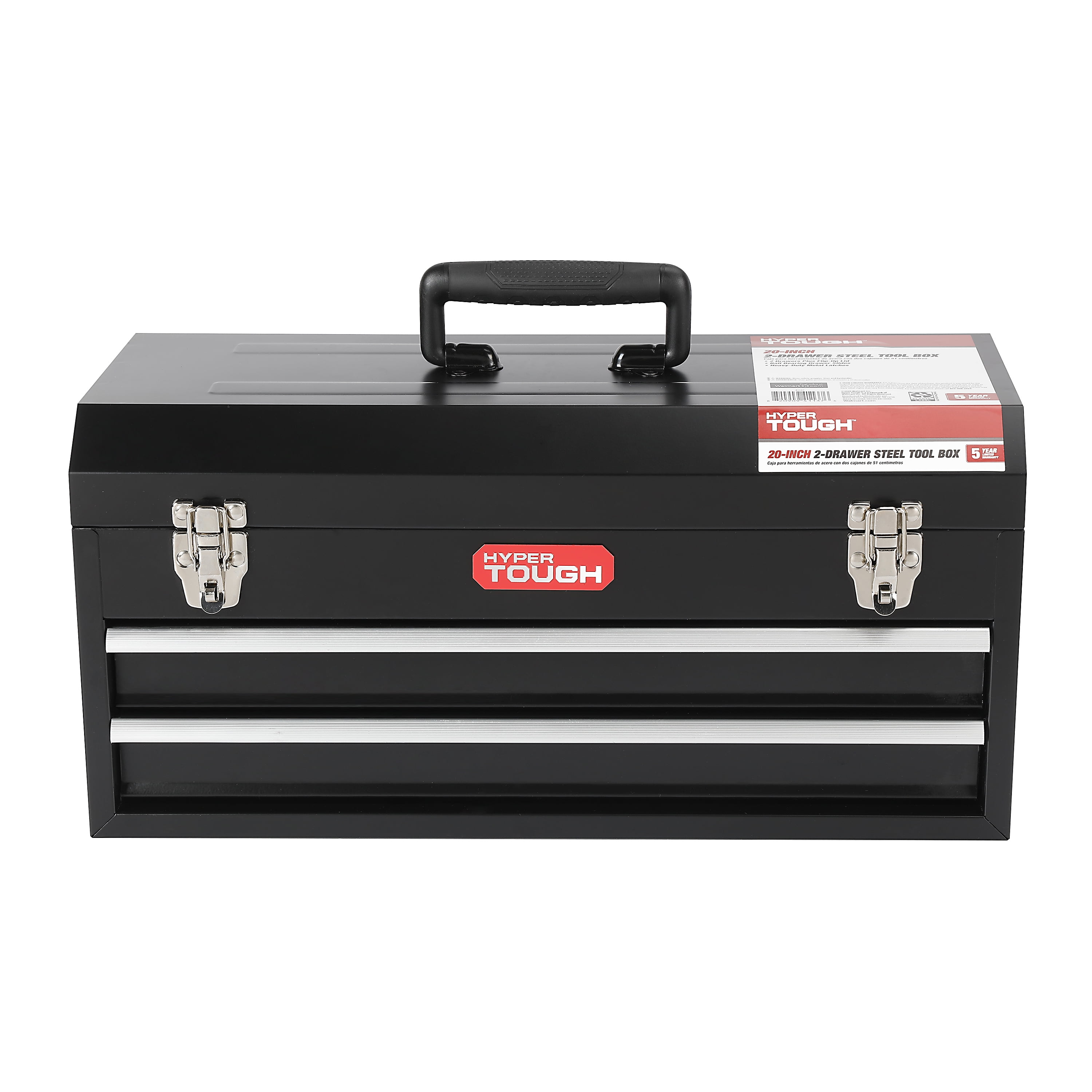 17-Inch Folding Toolbox with Tray 3-Layer Tool Box Black and Grey 