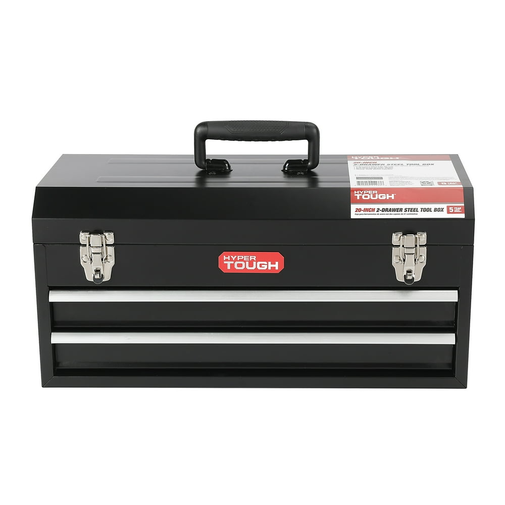 Hyper Tough 20 Inch 2 Drawer Steel Tool Box With Metal Latches Tool