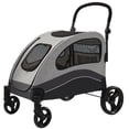 thumbnail image 3 of Foldable Dog Stroller for Large Dogs 135 LBS Capacity, 360° Rotating Wheels with One-Foot Brake, Pet Wagon with Breathable Mesh, Adjustable Handle and Storage Pocket, 3 of 7