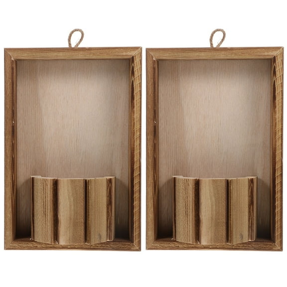 ITSELFER 2pcs Vintage Dried Flower Wooden Vase Flower Arrangement Vase Wall Planter Wall Vase Decor