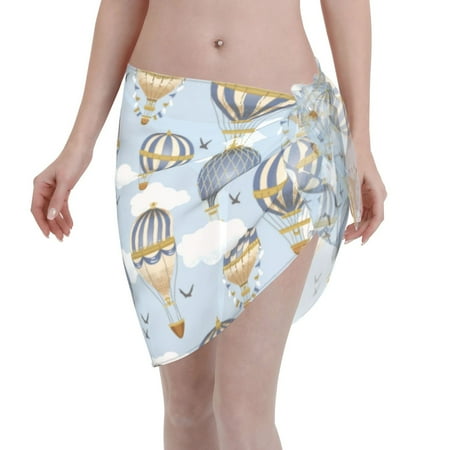 Qekee Balloon Vintage Women s Short Sarongs Cover Ups Sheer Bikini Wraps for Swimwear