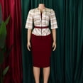thumbnail image 4 of AURA Plus Women Elegant High Waist Pencil Dress V Neck Printed Midi Bodycon Office Work Dress with Belt, 4 of 8