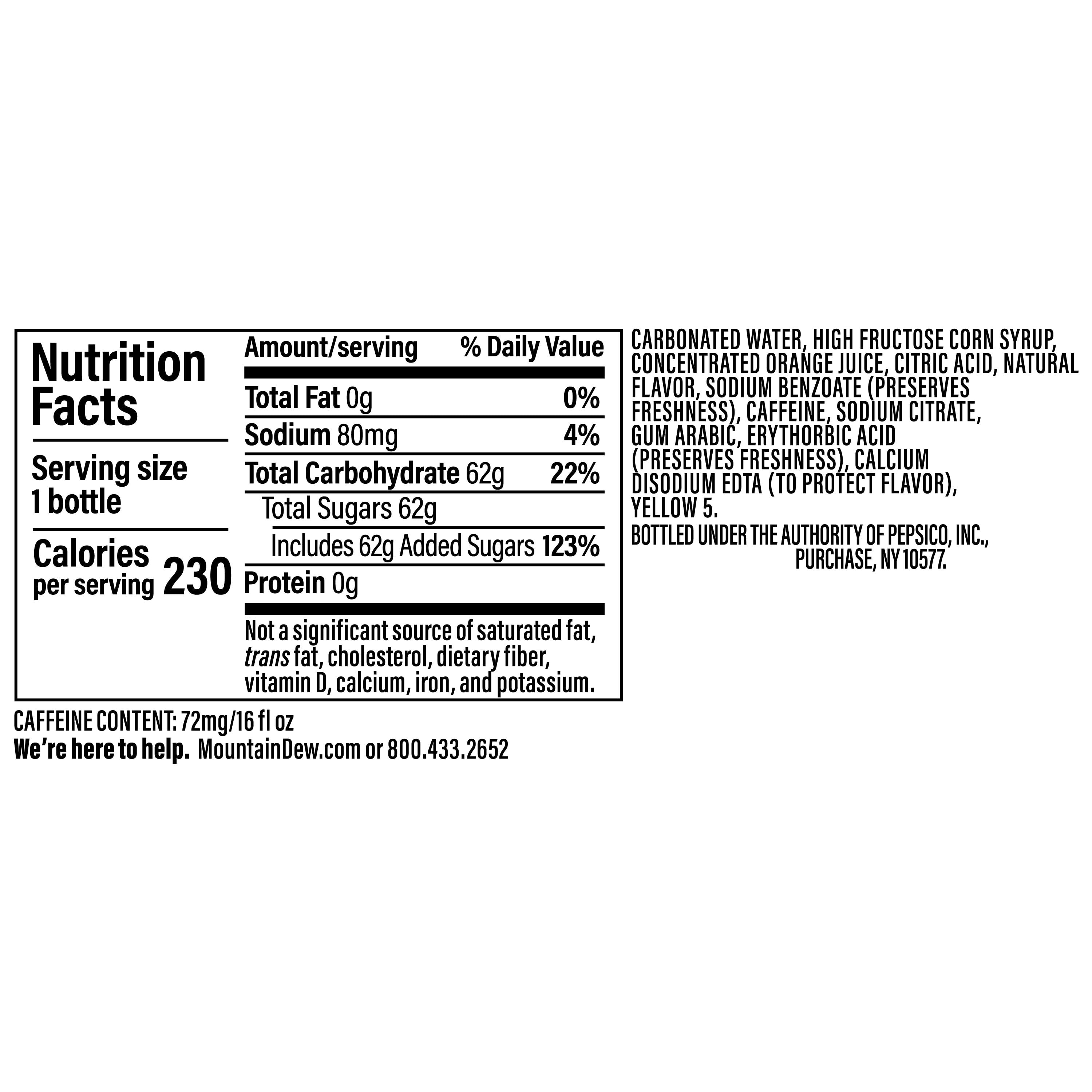 (4 pack) Mountain Dew Citrus Soda Pop, 16.0 fl oz, 6 Pack Bottles