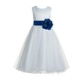 thumbnail image 2 of Ekidsbridal White V-Back Lace Edge Junior Flower Girl Dress First Communion Holy Baptism Pageant Gown 183T 8, 2 of 3