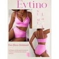 thumbnail image 3 of Eytino Swimsuits for Women High Waisted Bikini Set 2 Piece Swimsuit Tie Side Bathing Suit with Tummy Control & Ruffles Pink Stripes L, 3 of 7
