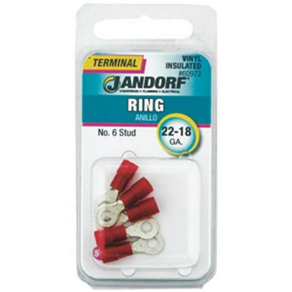 Jandorf Specialty Hardw 60972 Vinyl Insulated Ring Terminal - 22-18 ga., 6 in. Stud