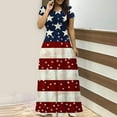 thumbnail image 2 of Cmfcve Women’s 4th of July Patriotic Dress Short Sleeve Round Neck Independence Day Maxi Dresses Flowy A-Line Vacation Dress with Pockets, 2 of 5