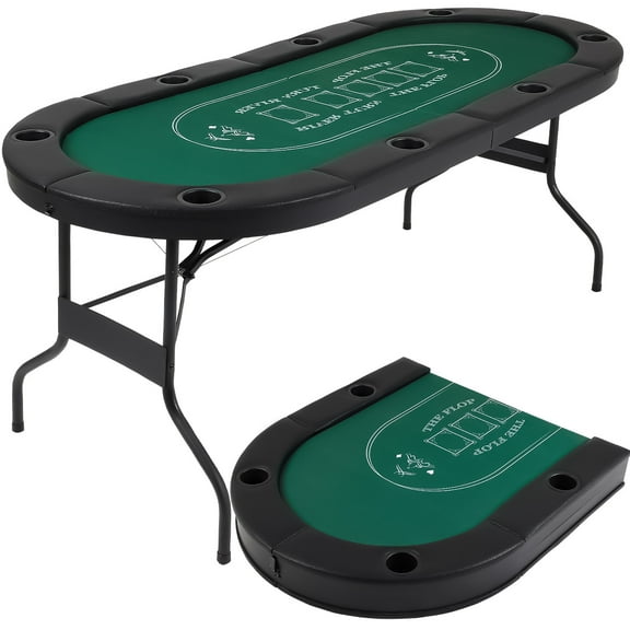 Poker Table Foldable, 72 Inch 8 Player Folding Poker Table, Portable Game Table