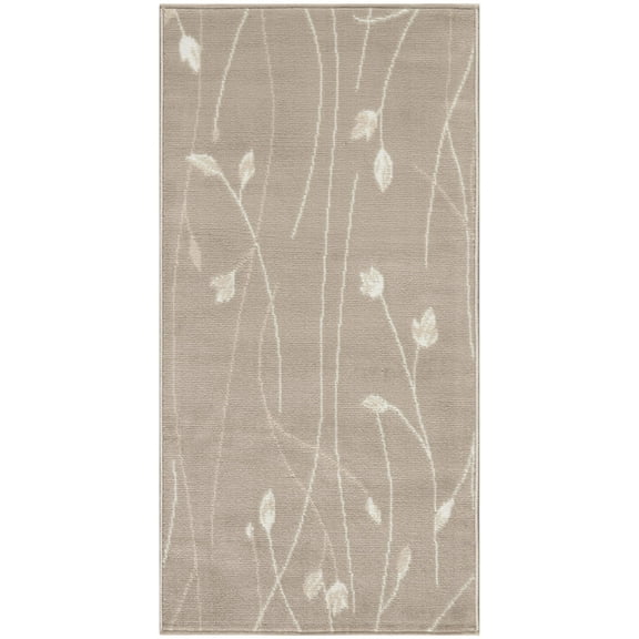 2' X 4' Beige and Ivory Floral Power Loom Area Rug