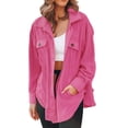 thumbnail image 1 of Ladies Spring and Fall Solid Color Lapel Double Side Slit Single Breasted Fashion Fleece Asymmetric Casual Coats, 1 of 5