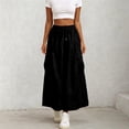 thumbnail image 2 of vigerkar Womens Cargo Skirt High Waisted Drawstring Quick Dry Maxi Skirt Trendy Back Slit Fashion A Line Long Skirts (Black, M), 2 of 8