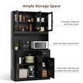 thumbnail image 2 of RichYa Freestanding Kitchen Pantry Cabinet with Buffet Cupboard Storage Cabinet with 6 Doors Utility Pantry for Kitchen Dining Room Black, 2 of 8
