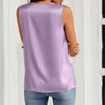 thumbnail image 4 of Dwellite Women's Silk Stain V Neck Tank Tops Sleeveless Solid Color Blouses Spring Business Work Shirts Light Purple M, 4 of 9