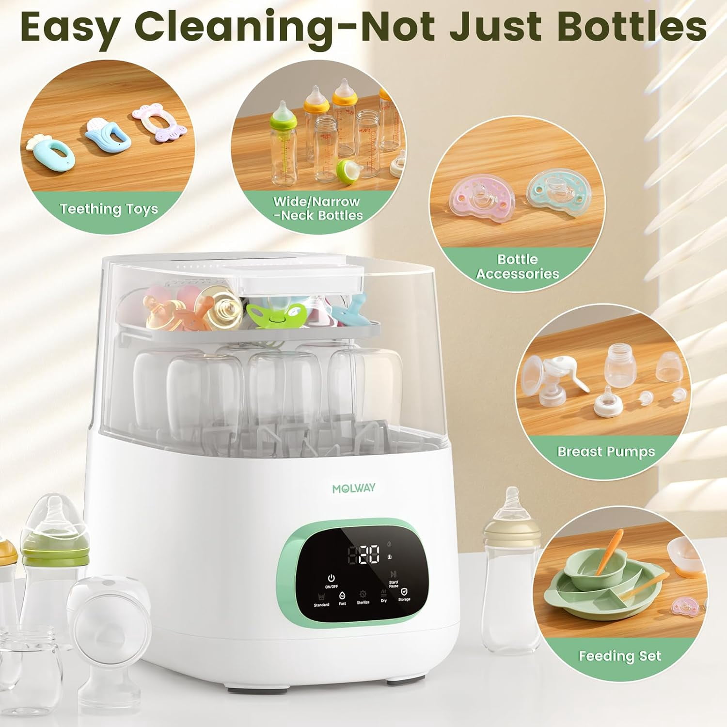 4-in-1 Auto Baby Bottle Washer – All-in-One Cleaner, Sterilizer and Dryer Double Layer Large Capacity