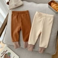 thumbnail image 4 of KYAIGUO Kids Baby Boys Girls Fleece Leggings Toddler Fall Winter Tights Little Boys Girls Winter Thickening Warm Trousers Newborn Elastic Waist Casual Plush Bottoms,Size 6M-5Y, 4 of 8