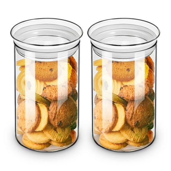 ZENS Glass Canister Jars with Glass Lid,Airtight Kitchen Canisters Set of 2,37 oz-3.94*6.69 IN