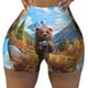 thumbnail image 2 of Balery Snowy Mountain Photography Bear Pantalones cortos de entrenamiento estampados para mujer, sin costuras, ajustados, para gimnasio, yoga, correr, deportes, ejercicio activo, fitness.-X-Large, 2 of 8