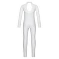 thumbnail image 3 of renvena Kids Girls Long Sleeve Gymnastic Leotard Figure Ice Skating Jumpsuit One Piece Dancewear Size 6-16 White 12, 3 of 7