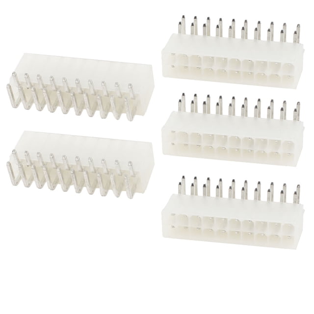 5 Pcs Conector ATX de 20 pines a 90 grados para suministro de energía de PC de automóvil de 3 mm