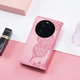 thumbnail image 2 of for Oppo Find X6 Wallet Case for Women Girls, Shiny Butterfly Flower PU Leather Cover with Card Slot Holder Flip Phone Case for Oppo Find X6 Rhinestone Pink, 2 of 16