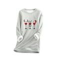 thumbnail image 2 of Herrnalise Womens Tops Fashion Round Neck Christmas Wine Glasses Print Thickened Plush Warm Long Sleeve Tops Gifts for Women, 2 of 5