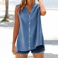 thumbnail image 2 of Tank Top for Women Under 20$, Sky Blue Y2K Tops Baberdicy Cotton Linen Shirts for Women Sleeveless Collared Tops Oversized up Blouses Work Shirts Casual Summer Tshirt, 2 of 9