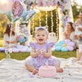 thumbnail image 3 of ZEHJUHAN Girl's "ONE" Birthday Princess Dress Set: Ribbed Knit Tulle Romper with Headband, Sequin & Ruffle Detail Purple，12-18M(100), 3 of 7