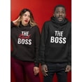 thumbnail image 5 of "The Boss & The Real Boss" - Funny Matching Couple Hoodie Set - Ideal Gift for Anniversaries, Valentine's Day, Weddings - Comfy His & Hers Hoodies - Black X-Large / Women Black X-Large, 5 of 6