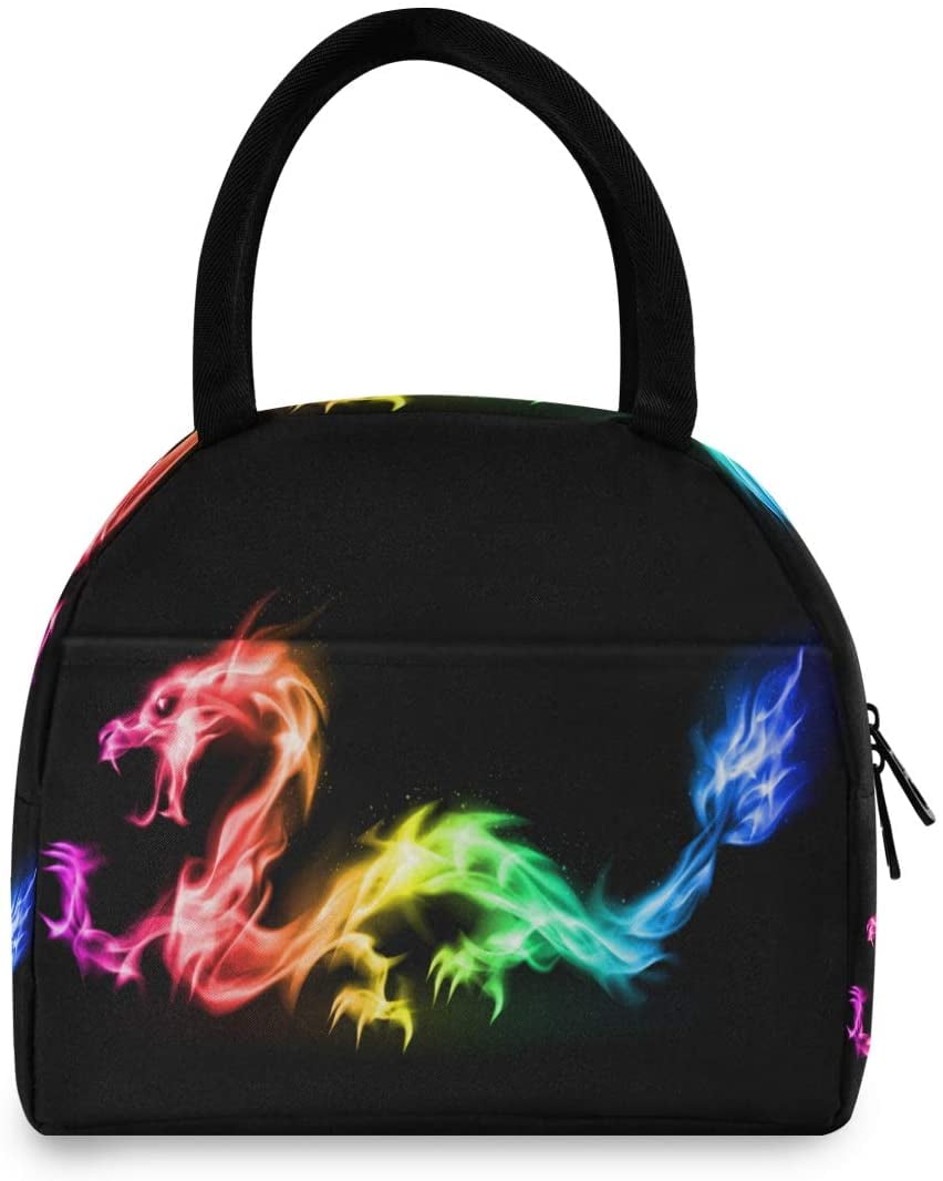 Fire Rainbow Dragon Lunch Bag Tote Insulated Cooler Bags Reusable Lunch ...