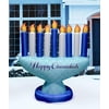 Zion Judaica Inflatable Hanukkah Yard Decorations 7' ft Tall Menorah Multi-Blue - Hanukah Indoor/Outdoor Lighted Decoration LED - with Powerful Air Fan, Tie-Down Stakes - Chanukah Lawn Décor Blowup