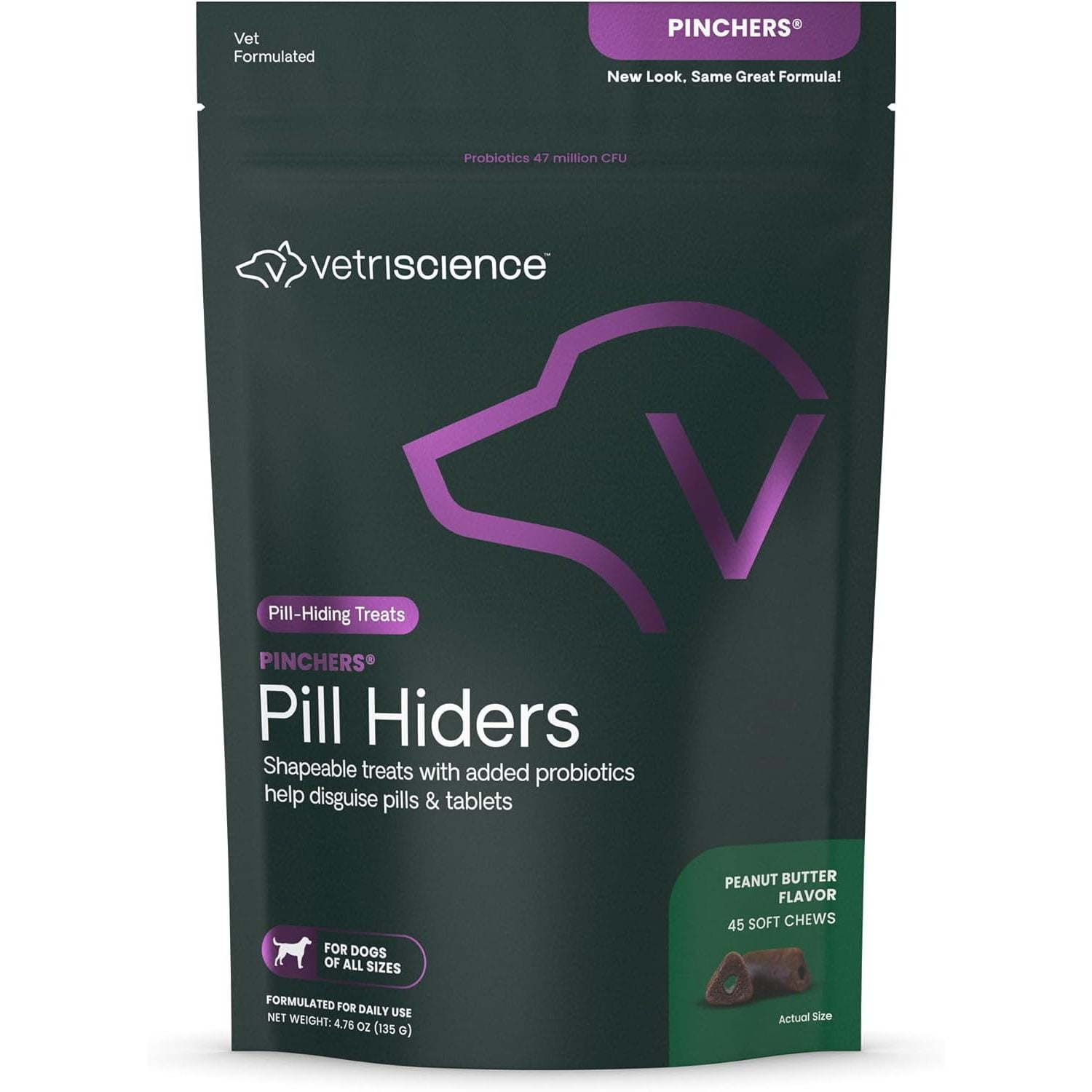 VetriScience Pinchers Pill Hiders Chews for Dogs, Peanut Butter, 45 Count