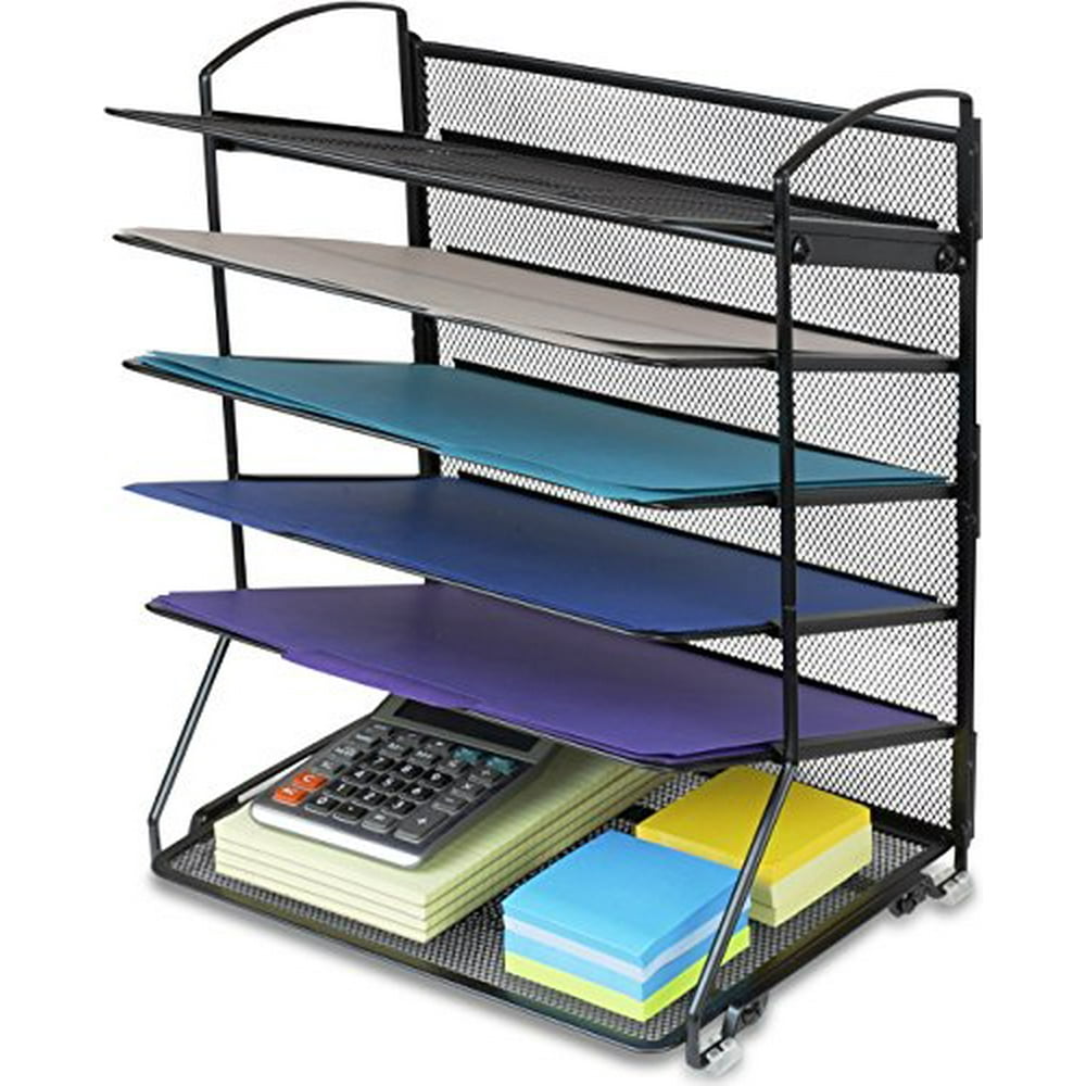 SimpleHouseware 6 Trays Desktop Document Letter Tray Organizer, Black