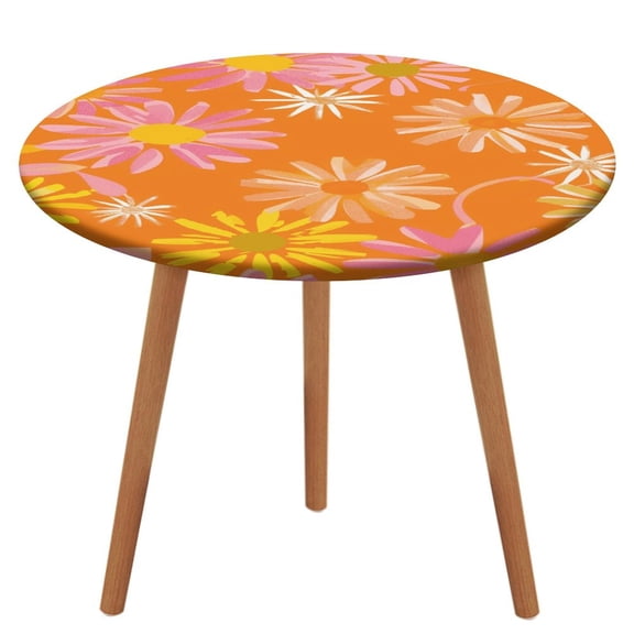 Nostalgic Vintage Floral Fitted Table Cover - Waterproof Elastic Edged Tablecloth Wipeable Table Cloth for Spring Party Dinner Table Decor (Fit for 45"-54" Round Tables)