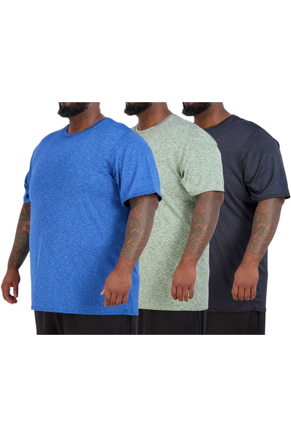 3 Pack: Mens Big & Tall Tech Stretch Long-Sleeve & Short-Sleeve Dry-Fit T-Shirt (3XT-5XT)