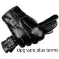 thumbnail image 3 of Guantes de cuero cálidos de invierno para hombre, con forro polar y pantalla táctil, gruesos, para conducir esquís al aire libre, guantes para andar en motocicleta y coches eléctricos, 3 of 4