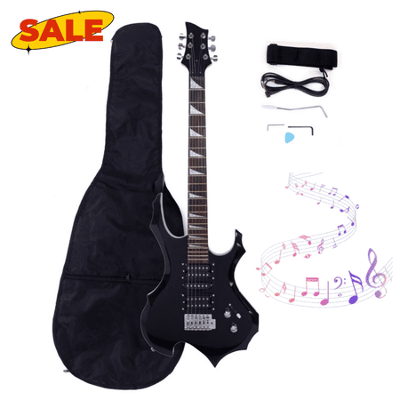 Hassch Electric Guitar with Bag for Beginner Guitar Lover, Starter Kit with Accessories Pack, Black