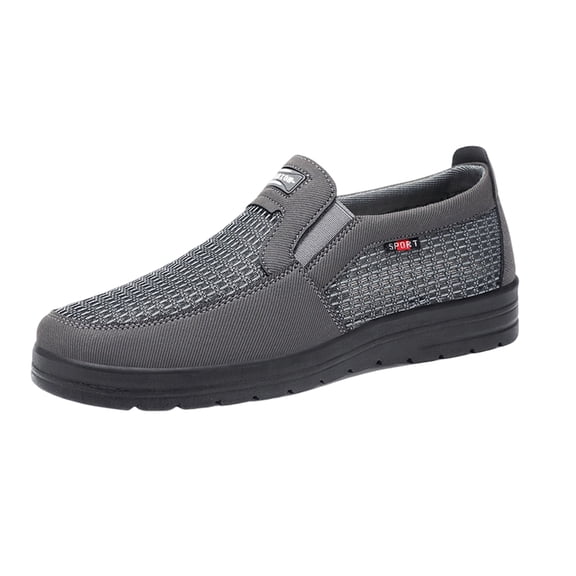 Men Walking Shoes Breathable Hollow Mesh Casual Shoes Lightweight Non Slip Slip On Thick Rubber Sole Loafers Three Classic Solid Color Daily Outdoor Sneakers