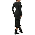 thumbnail image 3 of INSPIRE CHIC Women's Maternity Sweater Dress Stripped Ruffle Winter Warm Stretchy Knit Long Sleeve Maxi Dresses Black Medium, 3 of 6